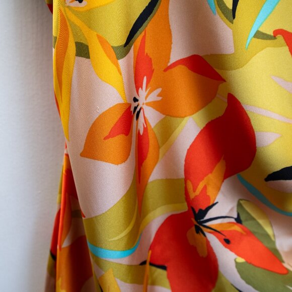 House Of Harlow 1960 x Revolve Tropical Print Satin Slip Midi Dress Tropical - Picture 10 of 14